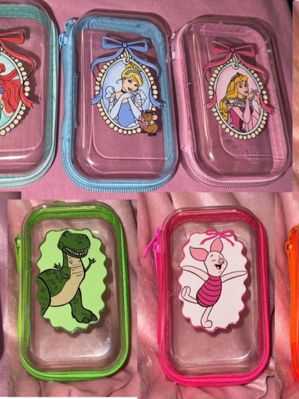Disney Character Inspired Clear Hard Shell Dual Zipper Container Fish Extenders